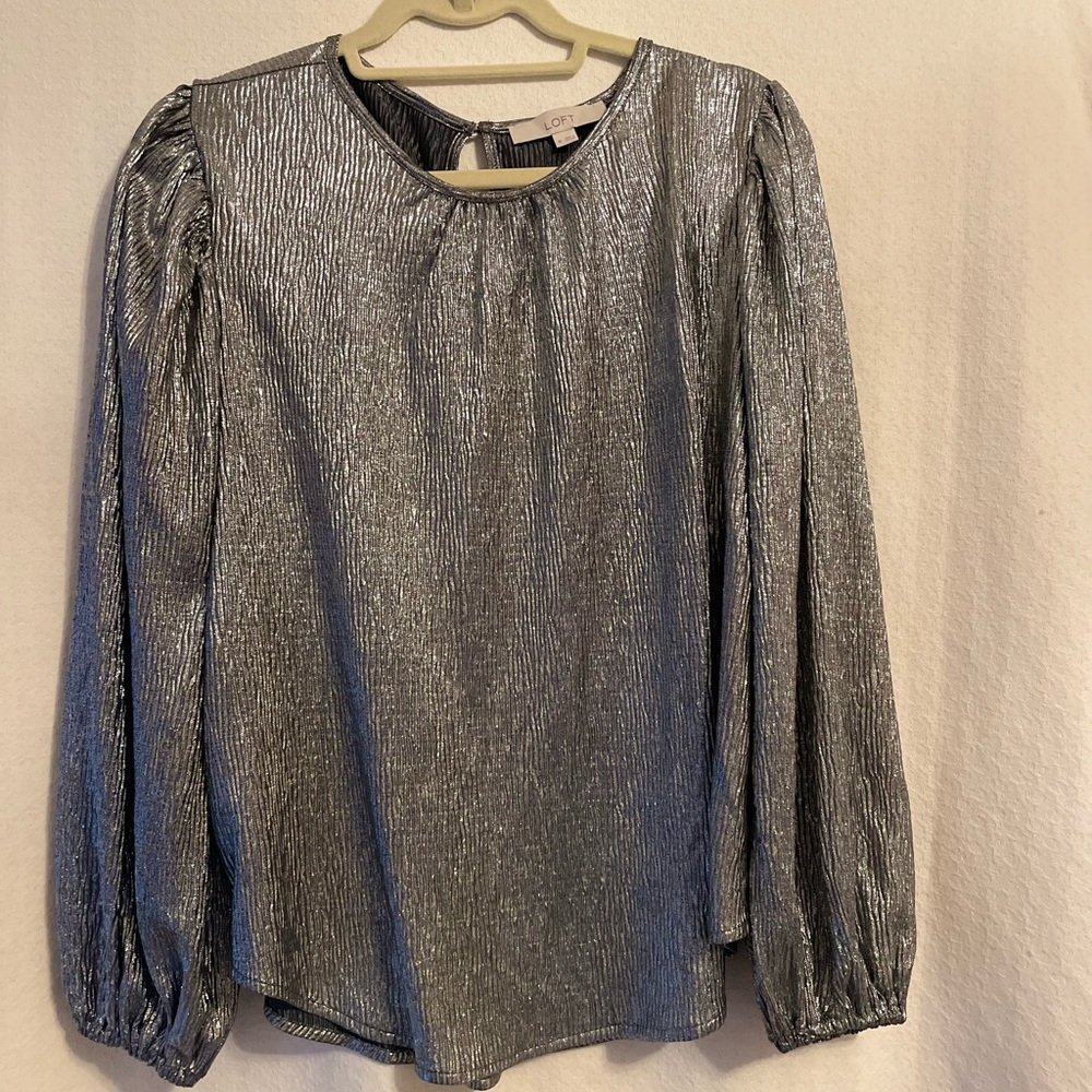 LOFT Shimmering Silver Blouse
